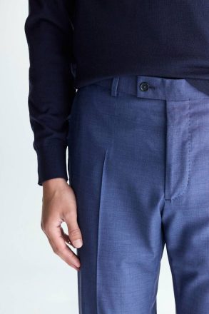 Ink Blue Trousers Tropical Wool Classic Fit Suit Trousers Men Purificacion Garci - Image 2