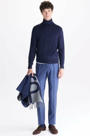 Ink Blue Trousers Tropical Wool Classic Fit Suit Trousers Men Purificacion Garci - Image 4