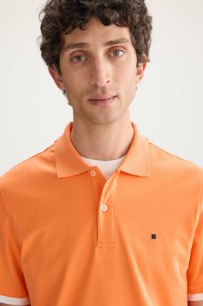 Jersey Double Polo Shirt Men Orange Purificacion Garci Polo Shirts - Image 2