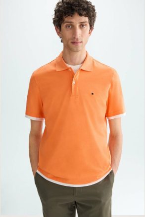 Jersey Double Polo Shirt Men Orange Purificacion Garci Polo Shirts