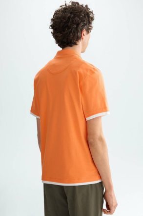 Jersey Double Polo Shirt Men Orange Purificacion Garci Polo Shirts - Image 3