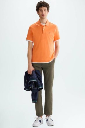 Jersey Double Polo Shirt Men Orange Purificacion Garci Polo Shirts - Image 4