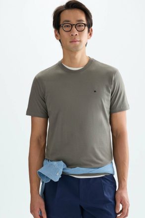 Khaki Cotton T-Shirt Purificacion Garci Men T-Shirts