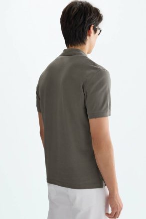 Khaki Men Polo Shirts Piqué Polo Shirt Purificacion Garci - Image 3
