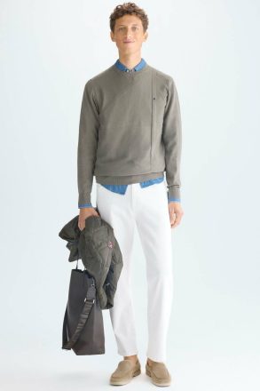 Khaki Origami Pima Cotton Sweater Men Purificacion Garci Sweatshirts - Image 4