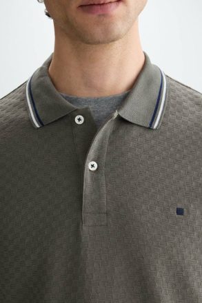 Khaki Polo Shirts Cube-Shaped Textured Polo Shirt Purificacion Garci Men - Image 2