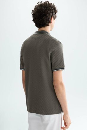Khaki Polo Shirts Cube-Shaped Textured Polo Shirt Purificacion Garci Men - Image 3