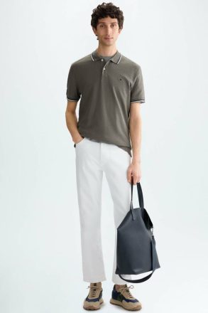 Khaki Polo Shirts Cube-Shaped Textured Polo Shirt Purificacion Garci Men - Image 4