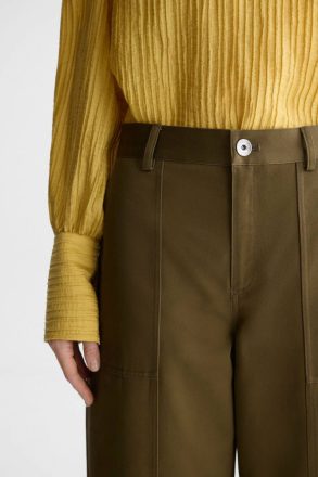 Khaki Trousers Cotton Twill Barrel Trousers Purificacion Garci Women - Image 2