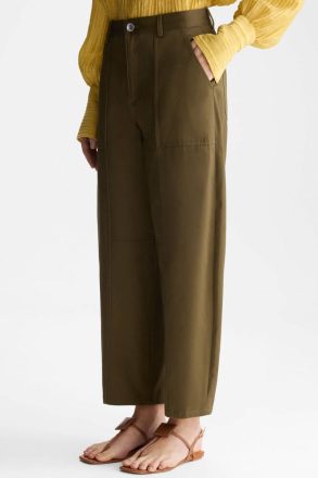 Khaki Trousers Cotton Twill Barrel Trousers Purificacion Garci Women