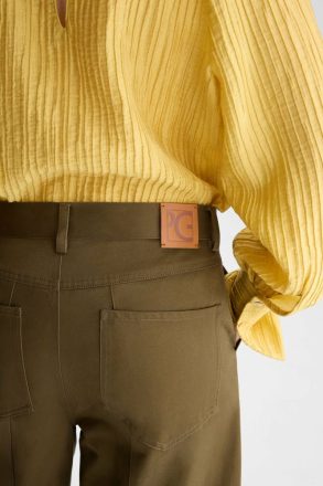 Khaki Trousers Cotton Twill Barrel Trousers Purificacion Garci Women - Image 3