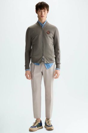 Knitwear Men Purificacion Garci Khaki Quilted Cotton Knit Bomber Jacket - Image 4