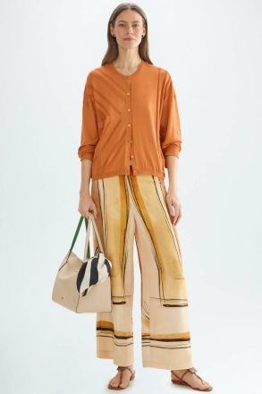 Knitwear Women Knit Print Crepe Straight-Fit Jacket Purificacion Garci Orange - Image 4