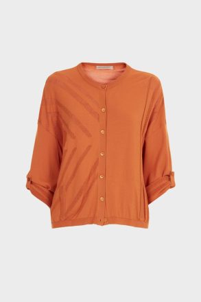 Knitwear Women Knit Print Crepe Straight-Fit Jacket Purificacion Garci Orange - Image 5