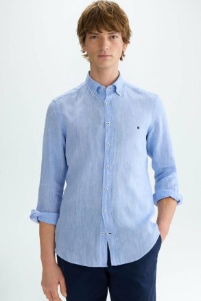 Linen Shirt Sky Blue Men Shirts Purificacion Garci