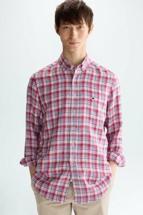 Madras Check Linen Shirt Red/Multicolour Men Shirts Purificacion Garci