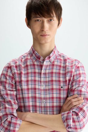 Madras Check Linen Shirt Red/Multicolour Men Shirts Purificacion Garci - Image 4