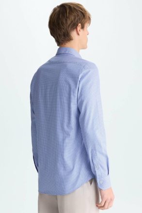 Men Micro Gingham Check Poplin Shirt Ink Blue/White Purificacion Garci Shirts - Image 3