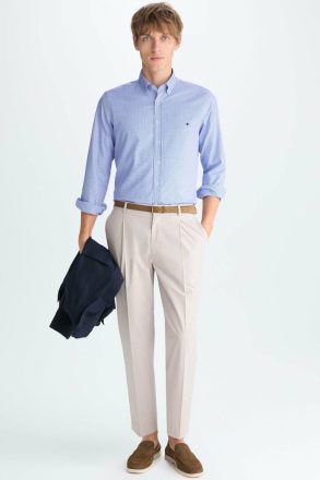 Men Micro Gingham Check Poplin Shirt Ink Blue/White Purificacion Garci Shirts - Image 5