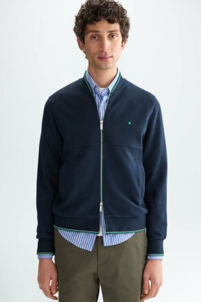 Men Navy Technical Piqué Bomber Jacket Knitwear Purificacion Garci