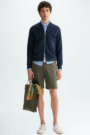 Men Navy Technical Piqué Bomber Jacket Knitwear Purificacion Garci - Image 4