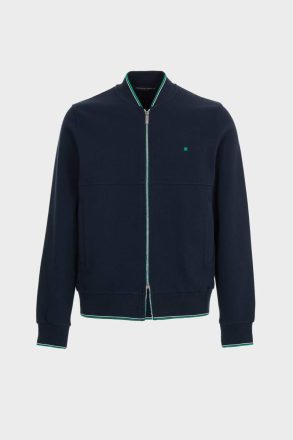 Men Navy Technical Piqué Bomber Jacket Knitwear Purificacion Garci - Image 5