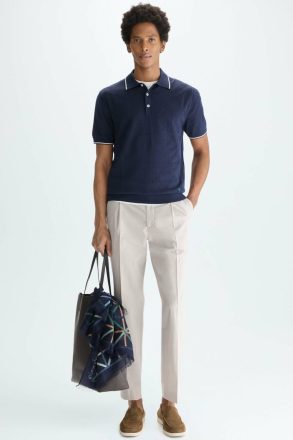 Men Origami Pointelle Knit Polo Shirt Polo Shirts Navy Purificacion Garci - Image 4