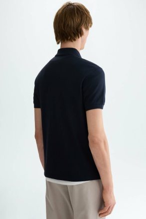 Men Polo Shirts Navy/White Purificacion Garci Cubos Print Piqué Polo Shirt - Image 3
