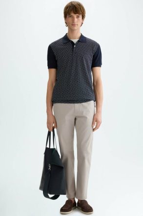 Men Polo Shirts Navy/White Purificacion Garci Cubos Print Piqué Polo Shirt - Image 4