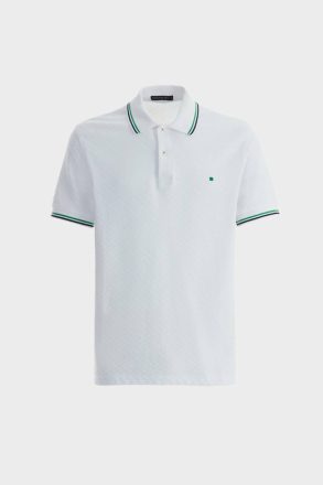 Men Polo Shirts White Purificacion Garci Cube-Shaped Textured Polo Shirt - Image 5