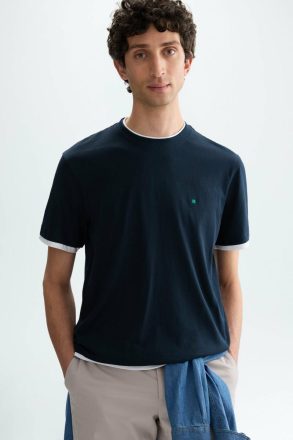 Men Purificacion Garci Cotton Double T-Shirt Navy T-Shirts