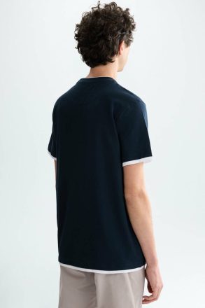 Men Purificacion Garci Cotton Double T-Shirt Navy T-Shirts - Image 3