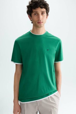 Men Purificacion Garci Green Cotton Double T-Shirt T-Shirts