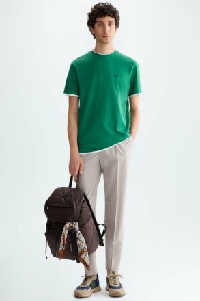 Men Purificacion Garci Green Cotton Double T-Shirt T-Shirts - Image 4