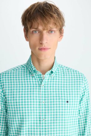 Men Purificacion Garci Green/White Gingham Check Linen Cotton Shirt Shirts - Image 2