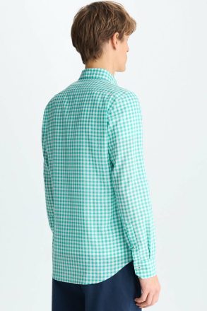 Men Purificacion Garci Green/White Gingham Check Linen Cotton Shirt Shirts - Image 3