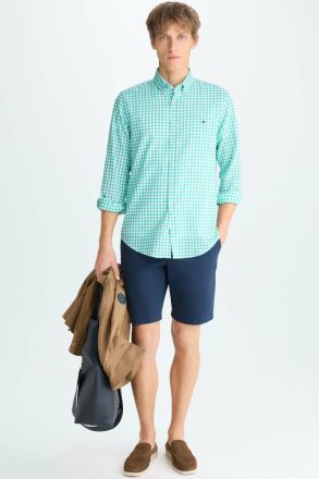 Men Purificacion Garci Green/White Gingham Check Linen Cotton Shirt Shirts - Image 4
