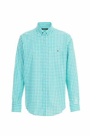 Men Purificacion Garci Green/White Gingham Check Linen Cotton Shirt Shirts - Image 5