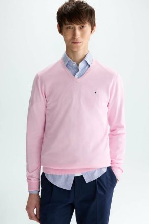 Men Purificacion Garci Pink Sweatshirts Pima Cotton V-Neck Sweater