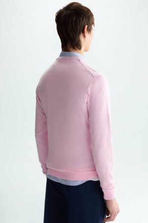 Men Purificacion Garci Pink Sweatshirts Pima Cotton V-Neck Sweater - Image 3