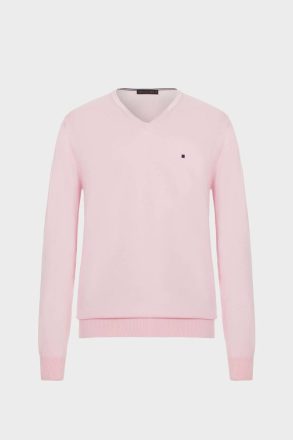 Men Purificacion Garci Pink Sweatshirts Pima Cotton V-Neck Sweater - Image 5