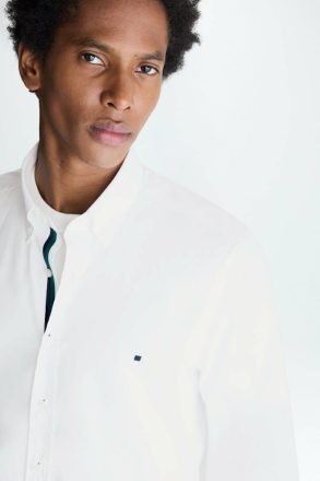 Men Purificacion Garci Shirts White Grosgrain-Trimmed Poplin Shirt - Image 2