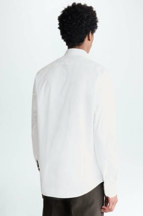 Men Purificacion Garci Shirts White Grosgrain-Trimmed Poplin Shirt - Image 3