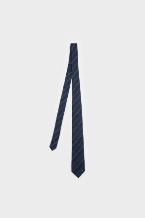 Men Purificacion Garci Striped Textured Silk Tie Ties Navy/Green - Image 2