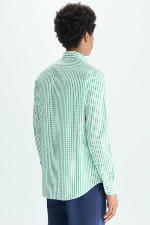 Men Shirts Green/White Windowpane Check Poplin Shirt Purificacion Garci - Image 3