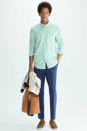 Men Shirts Green/White Windowpane Check Poplin Shirt Purificacion Garci - Image 5