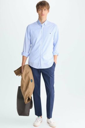 Men Shirts Sky Blue/White Gingham Check Poplin Shirt Purificacion Garci - Image 4