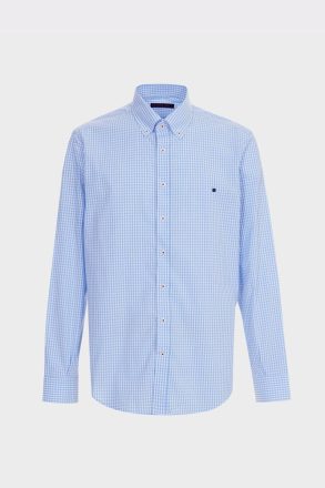 Men Shirts Sky Blue/White Gingham Check Poplin Shirt Purificacion Garci - Image 5