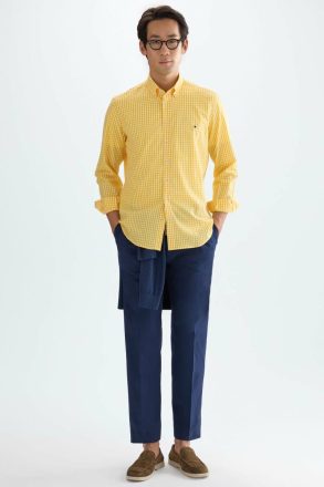 Men Shirts Yellow/White Purificacion Garci Gingham Check Poplin Shirt - Image 5