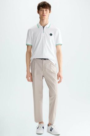 Men Stretch-Piqué Half-Zip Slim Fit Polo Shirt Purificacion Garci White Polo Shirts - Image 4